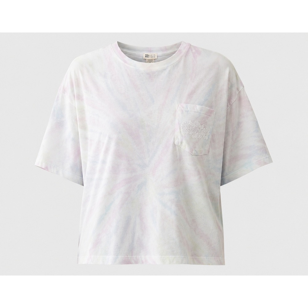Billabong Summer of Love Tie Dye Pocket T-Shirt Pastel Puff Print Medium